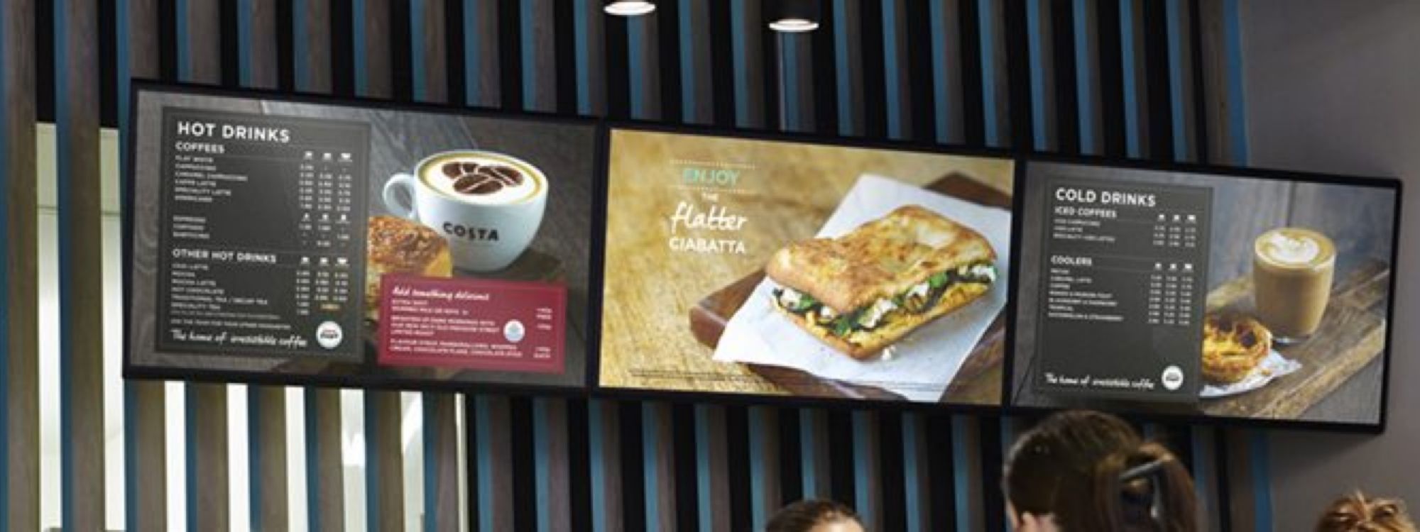 digital menu boards screens in coffee